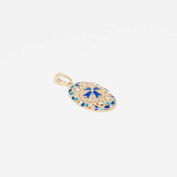 Blue Maltese Cross Oval Pendent - Image 2