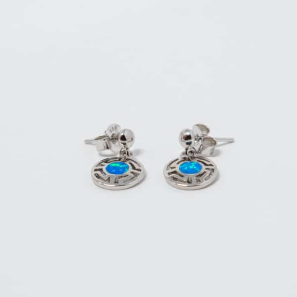 Blue Opal Dangling Stud Earrings