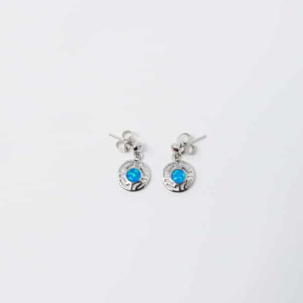 Blue Opal Dangling Stud Earrings - Image 2